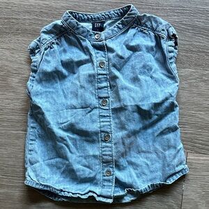 GAP Kids Sleeveless Blue Button-Down Shirt
